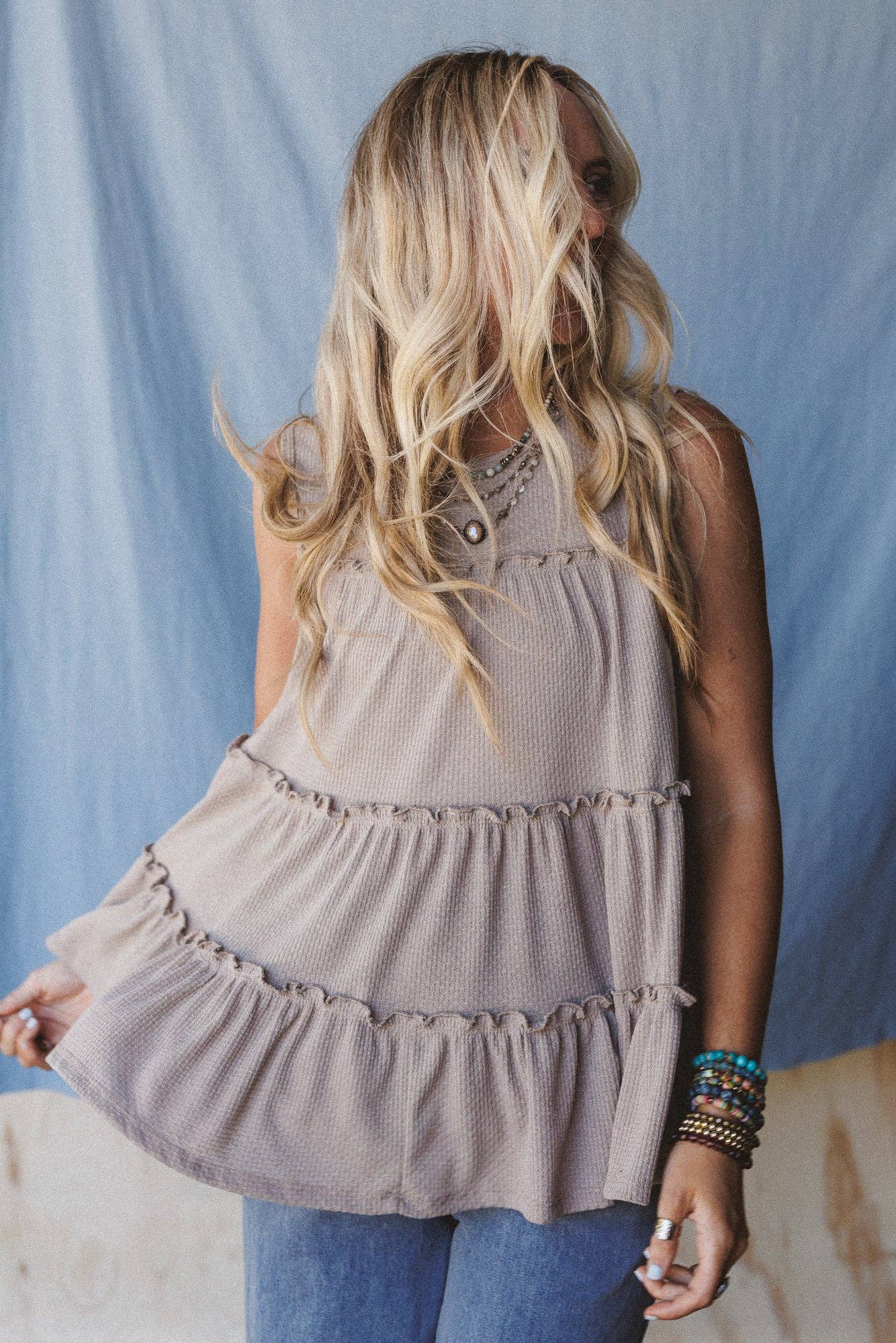 Dreamy Tiers Top - Taupe
