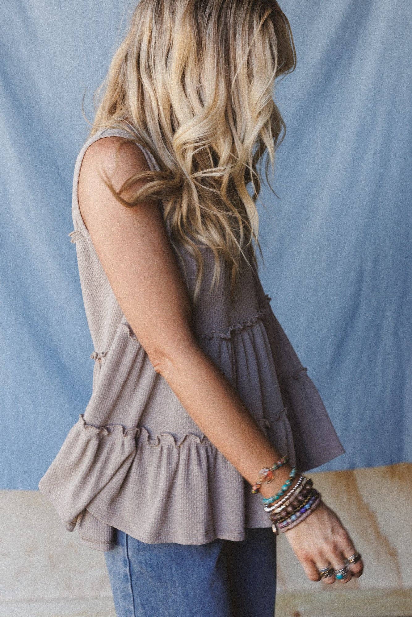Dreamy Tiers Top - Taupe