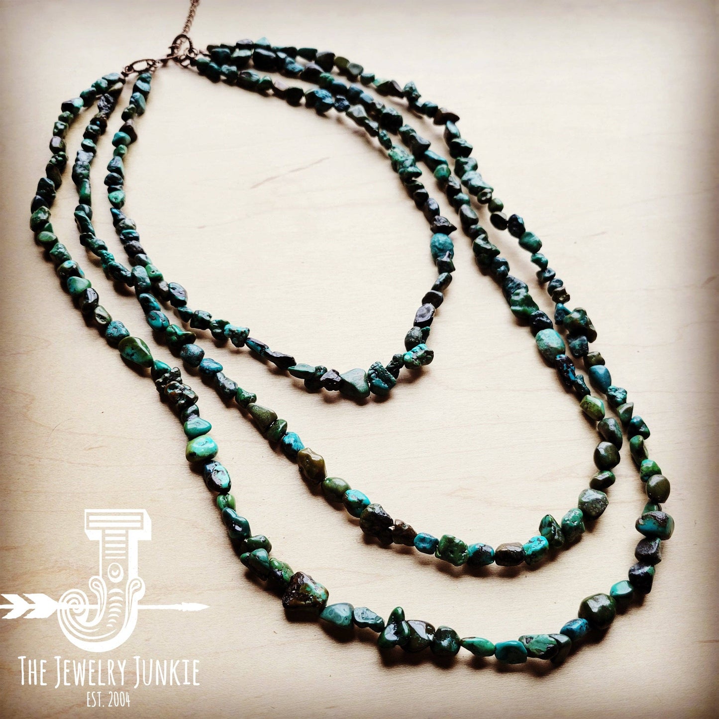 Genuine Natural Turquoise Triple Strand Necklace 254a