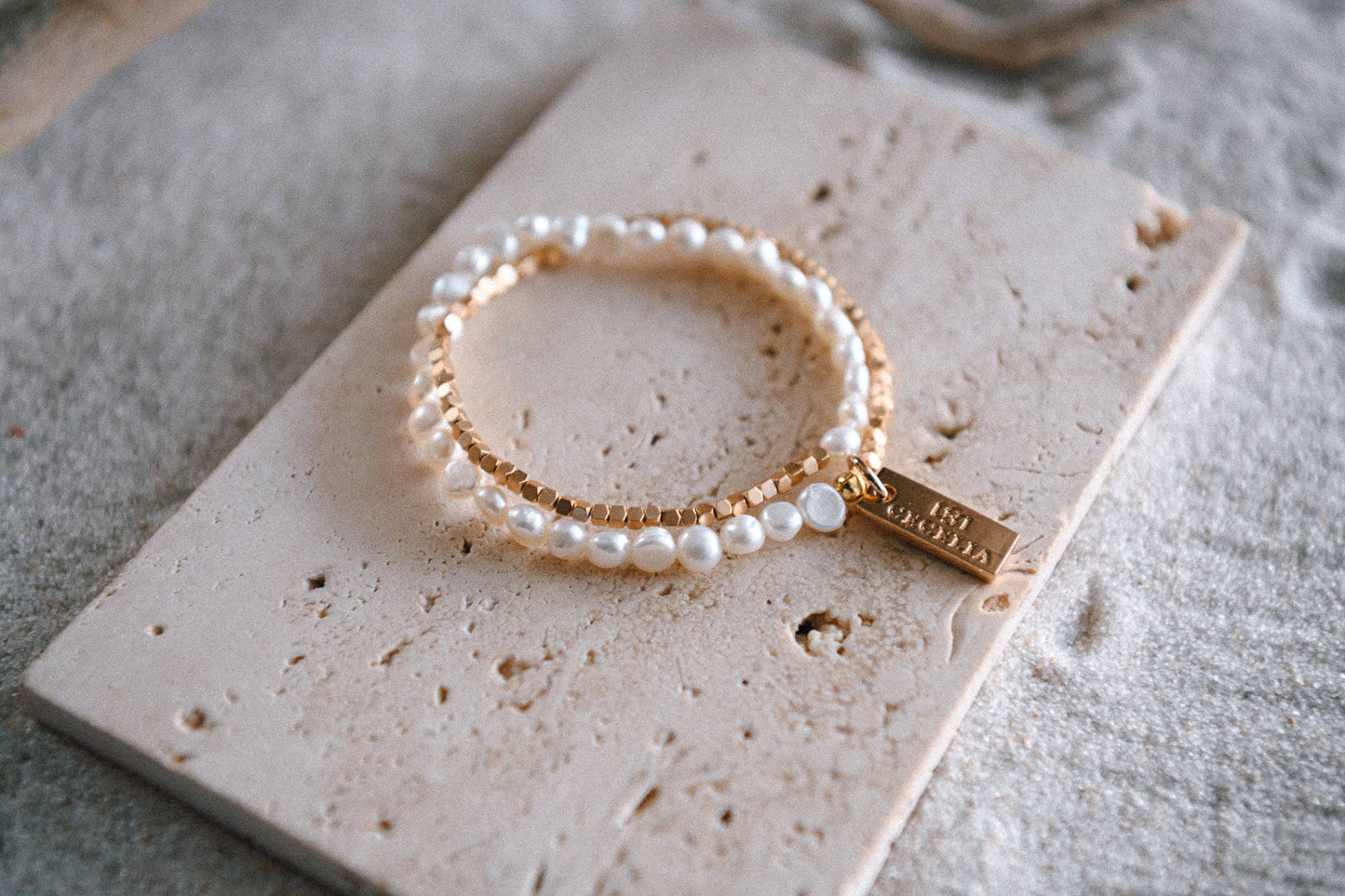Hepburn Pearl and Gold Faceted Double Wrap