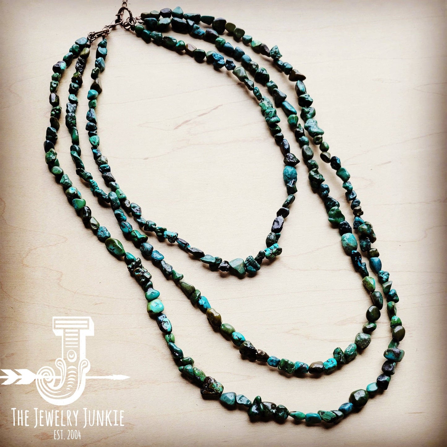 Genuine Natural Turquoise Triple Strand Necklace 254a