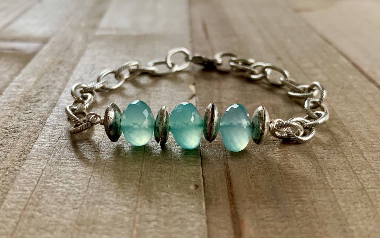 Ocean Hues- aqua gemstone chain bracelet