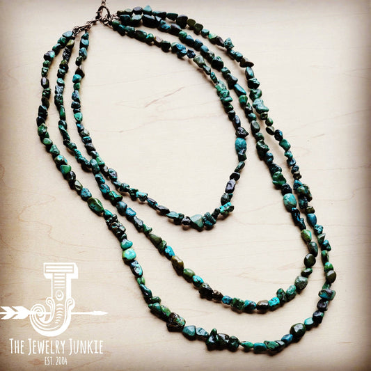 Genuine Natural Turquoise Triple Strand Necklace 254a